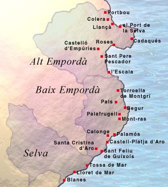 Mapa de: Costa Brava