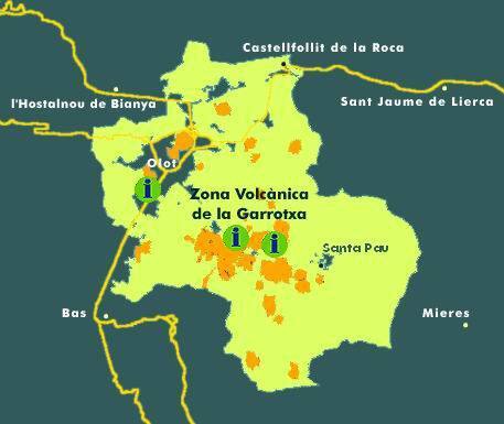 Mapa de: Zona volcànica de la Garrotxa