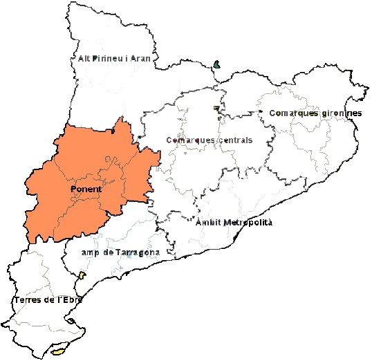 Mapa de: Terres de Lleida